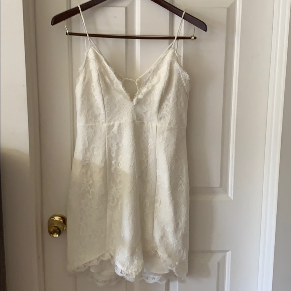 White lace mini dress